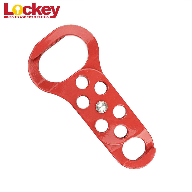 Double - End Steel Lockout Hasp High Security Industrial Red Sprayed Steel